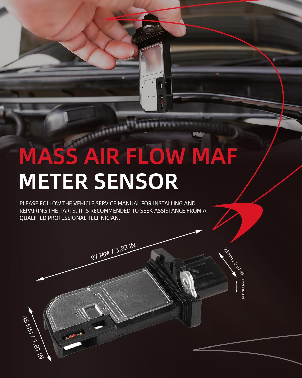 Fordnova Mass Airflow Sensor MAF Mass Air Flow Sensor Meter Compatible with 2011-2019 Ford F-150 F150 F-250 F-350 E-350 Super Duty Explorer Fusion Mustang Taurus Lincoln MKS MKT Navigator