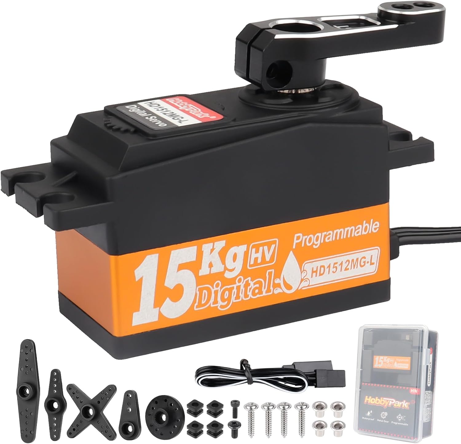 HobbyPark Low Profile Servo 0.07sec Fast Speed Steering Servo 15kg fit 1/10 RC Touring Cars Drift for Tamiya TT02 HPI RS4 Sport 3 Sprint 2 Kyosho Fazer Mk2 MST Traxxas 4-Tec 3.0 2.0 Waterproof