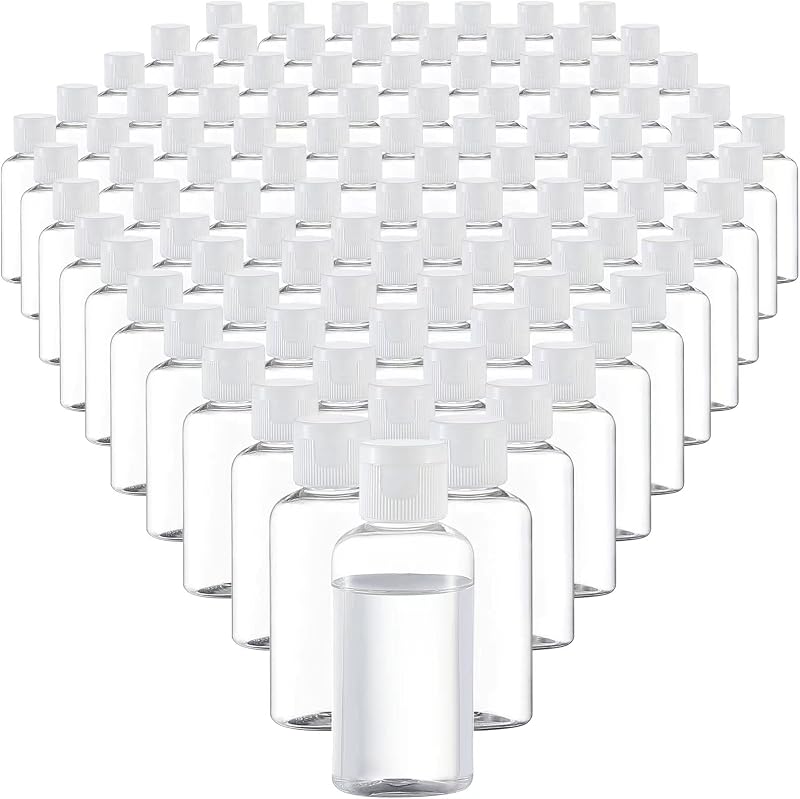 Frascos transparentes recarregáveis VEIDIA com tampa flip-top, 50 mL, Pacote com 100