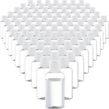 100 Pcs 1.7 oz Clear Travel Bottles with Flip Caps for Toiletries | Portable Refillable Containers for Shampoo, Lotion, Soap and Toiletries