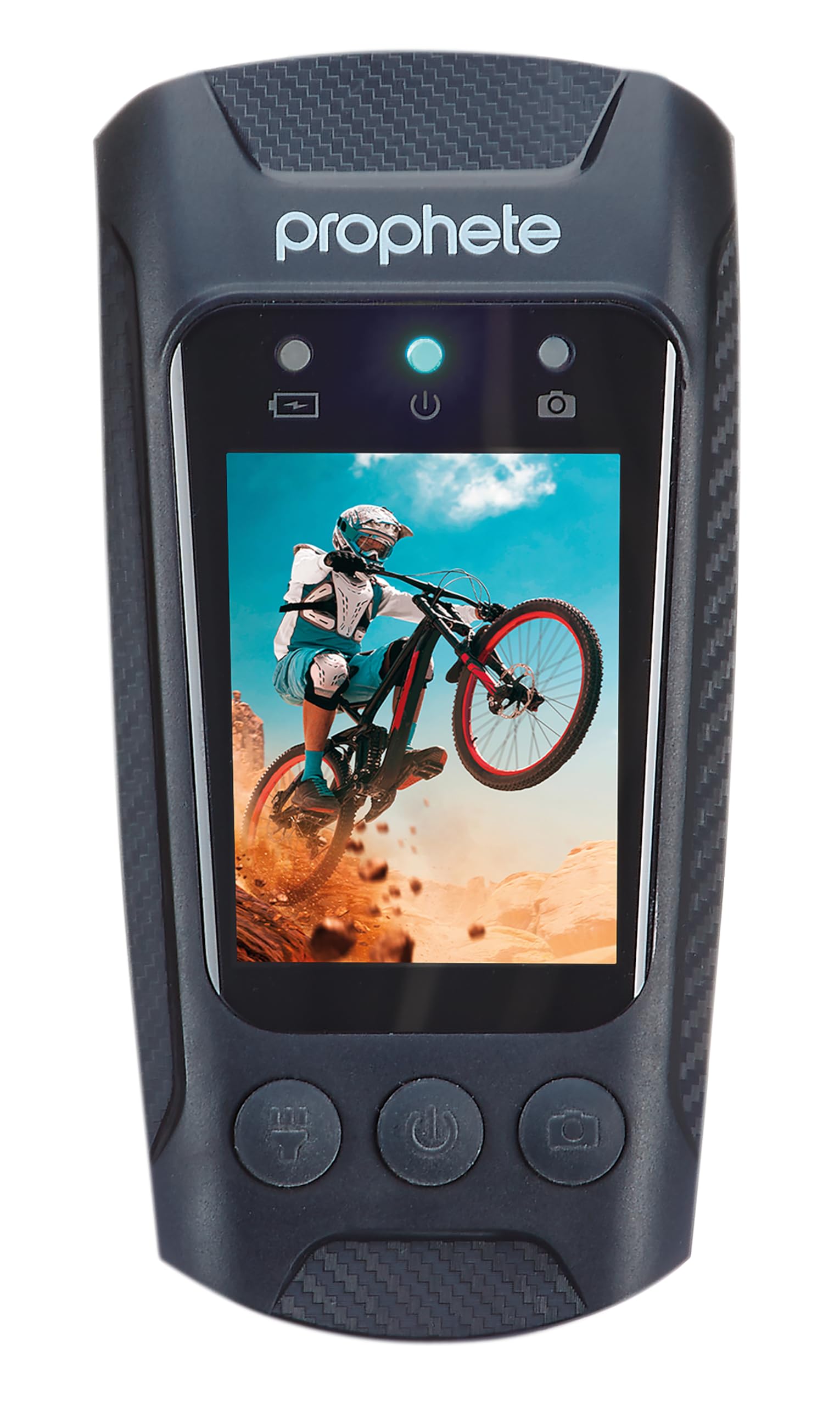 Prophete Fahrrad Dashcam – 4K 30 fps Video, 20 MP Fotos, Front- & Rückfahrkamera, 4,5 Std. Aufnahmezeit, App-Steuerung für iOS & Android, robuste Lenkerhalterung, USB-C Ladefunktion