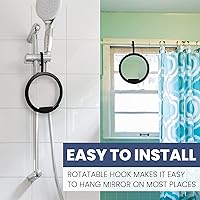 Vista 7 de MIRRORVANA Espejo de ducha portátil sin niebla para afeitarse con gancho colgable, soporte para maquinilla de afeitar y espejo de ducha colgante sin