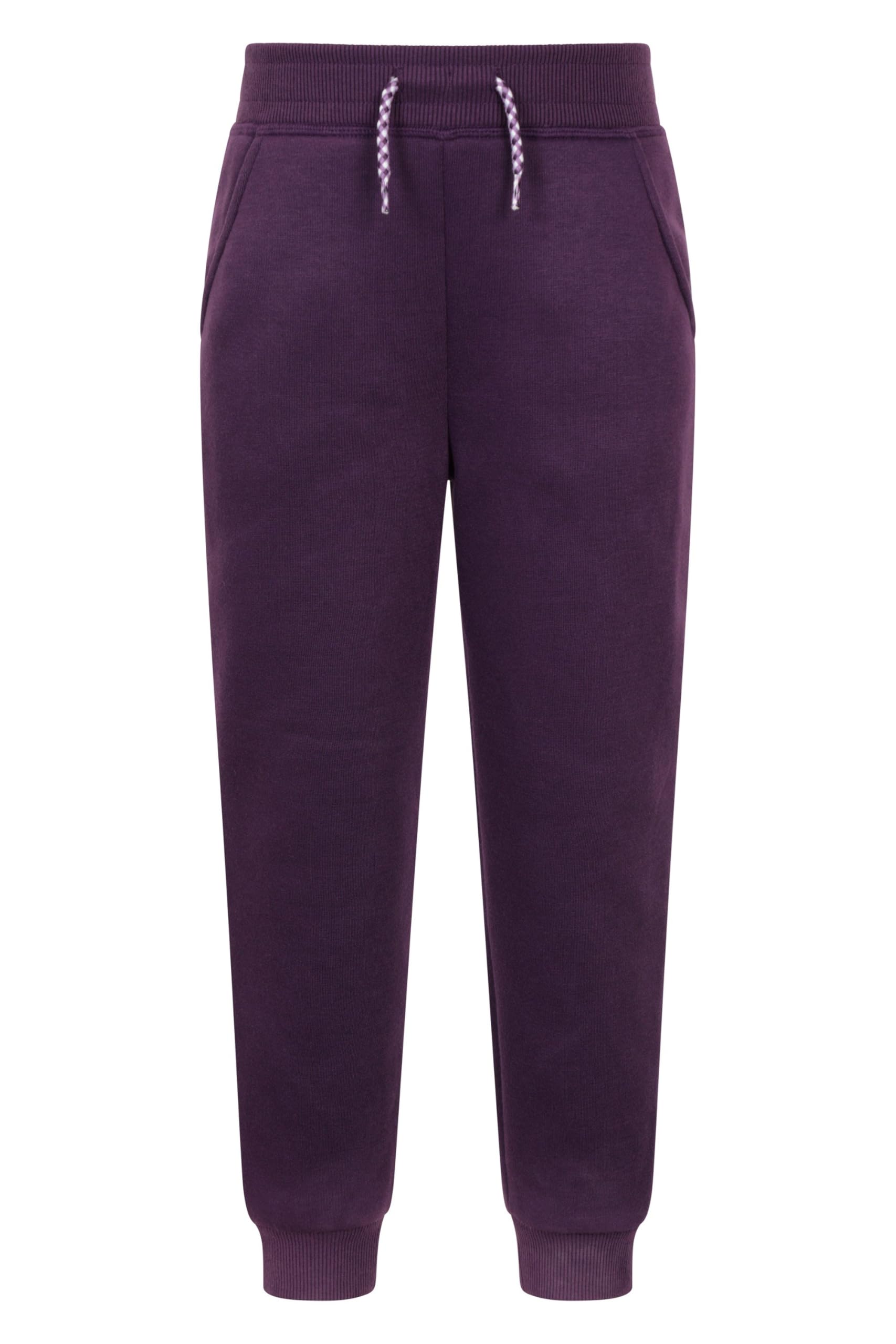 Mountain Warehouse Boys Purple Alpine Kids Fur Lined Joggers - Comfy Jogger Pants With Elasticated Drawcord & Side Pockets, For & Girls - Best For Autumn, Winter & Outdoors Kids Size 11-12 Years