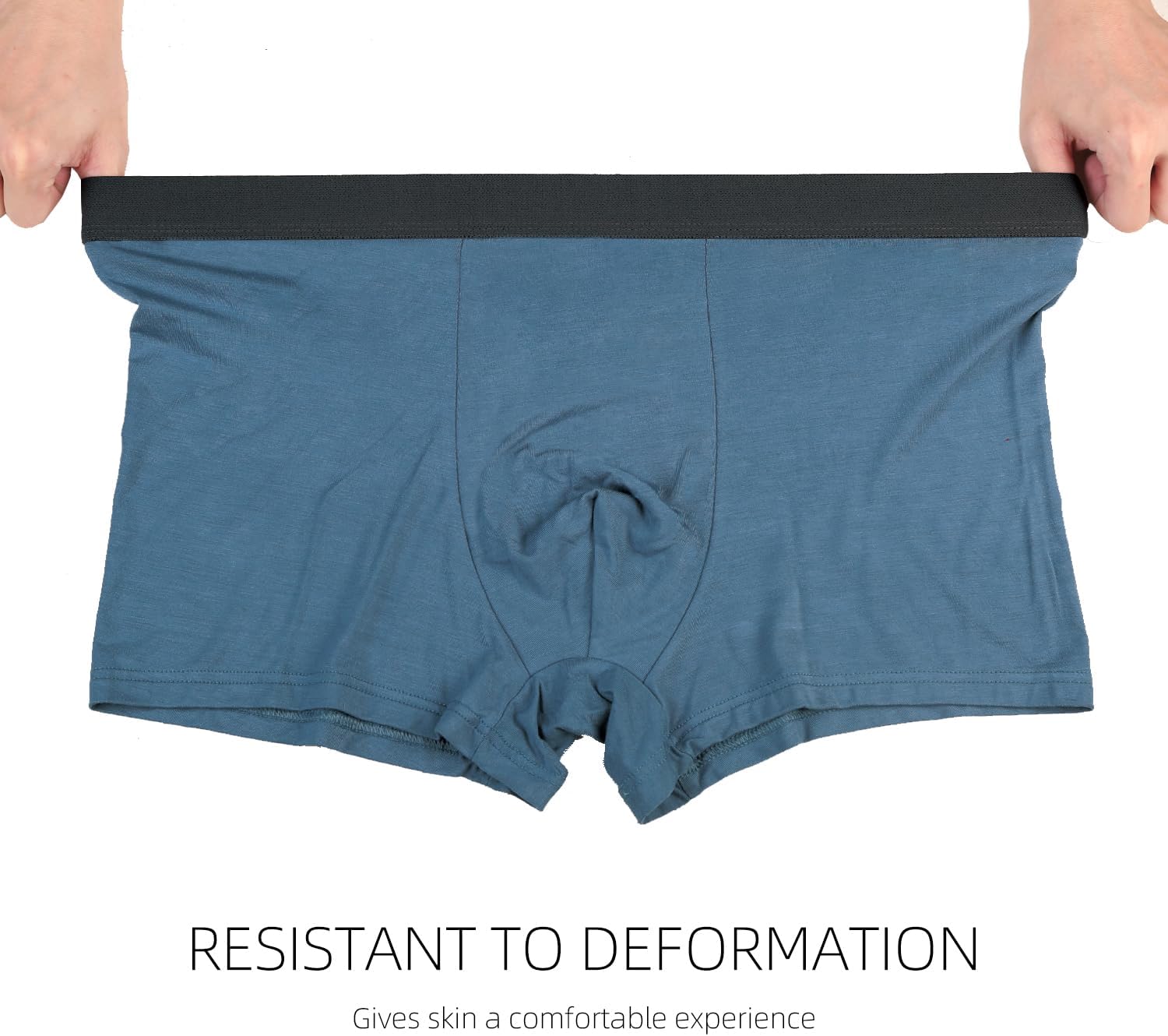 Men's Underwear Boxer Briefs Comfortable Breathable Bamboo Viscose Fiber with 3D Expansion Pouch Design 5 Packs - Image 2