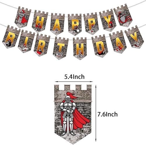 Miniatura 3 de Suministros medievales para fiestas de cumpleaños, decoraciones de fiesta de caballeros, incluye pancarta medieval, telón de fondo, mantel, globos,