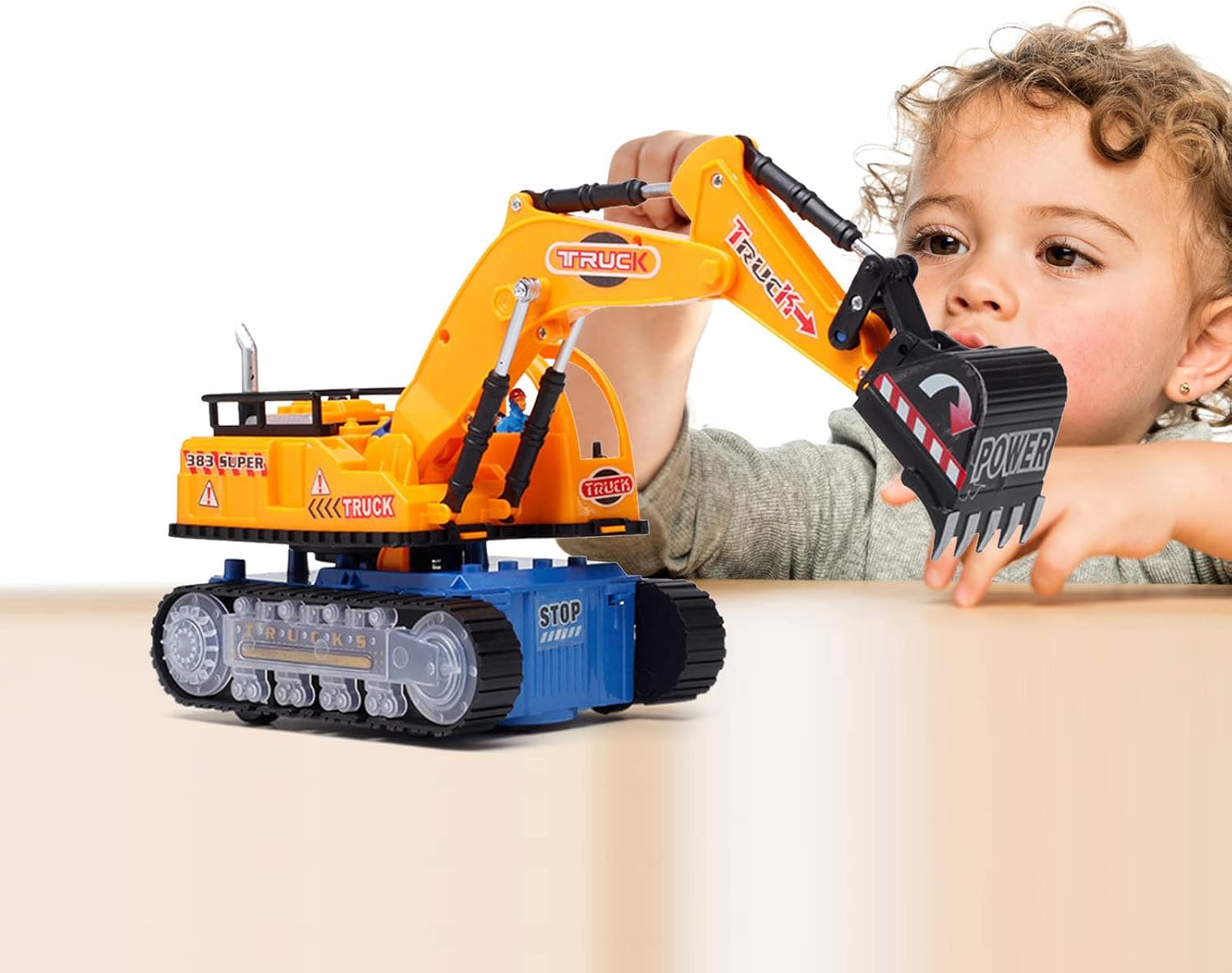 TOUMENY Excavadora eléctrica modelo de excavadora emisora de luz LED excavadora de conducción automática universal vehículos de construcción de