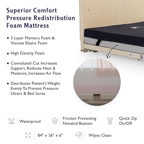 Miniatura 3 de Cama de hospital eléctrica súper baja cama más baja baja al suelo con colchón de espuma de alta calidad y rieles pivote incluidos plegado ultra