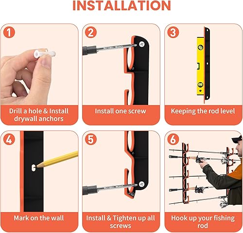 Miniatura 7 de Soporte para Caña de Pescar para Garaje, Soportes H5 para Pared o Techo con Caña de Pescar con Almohadilla Protectora Suave, Organizador