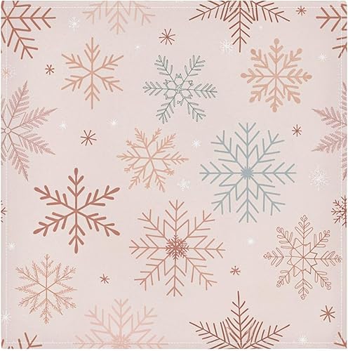 Burbuja Juego de 6 servilletas de tela de copo de nieve de color oro rosa de 20 x 20 pulgadas, lavables, decorativas para cenas familiares, bodas,