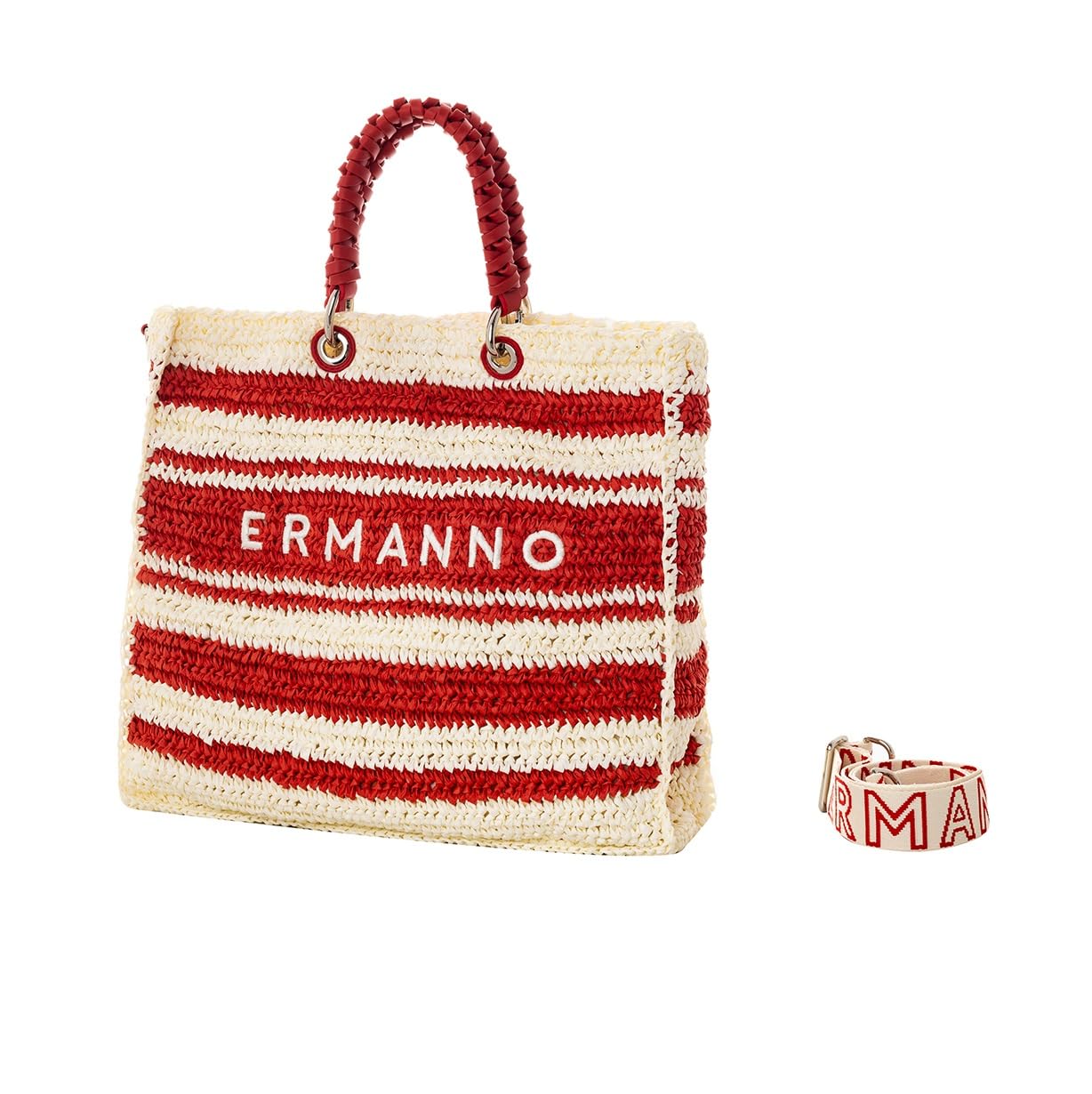 Tote bag ERMANNO FIRENZE Ashley Stripe Red grand format