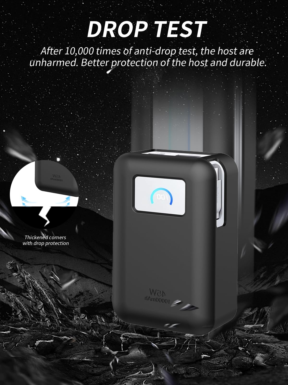 yystao Hülle für Anker Nano Power Bank, 10,000 mAh, Schutzhülle - Freundliche Silikonhülle - mehrfach waschbar, Kratzfest, tropffest, Schwarz