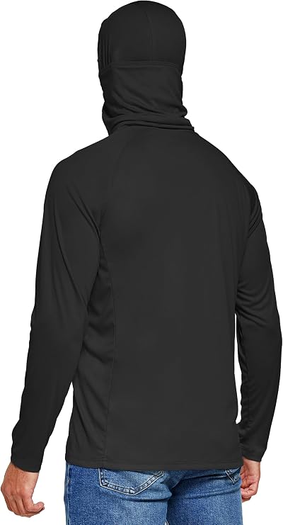 Willit Men's UPF 50+ Sun Hoodie, Face Mask Fishing Shirt with Zip Pockets