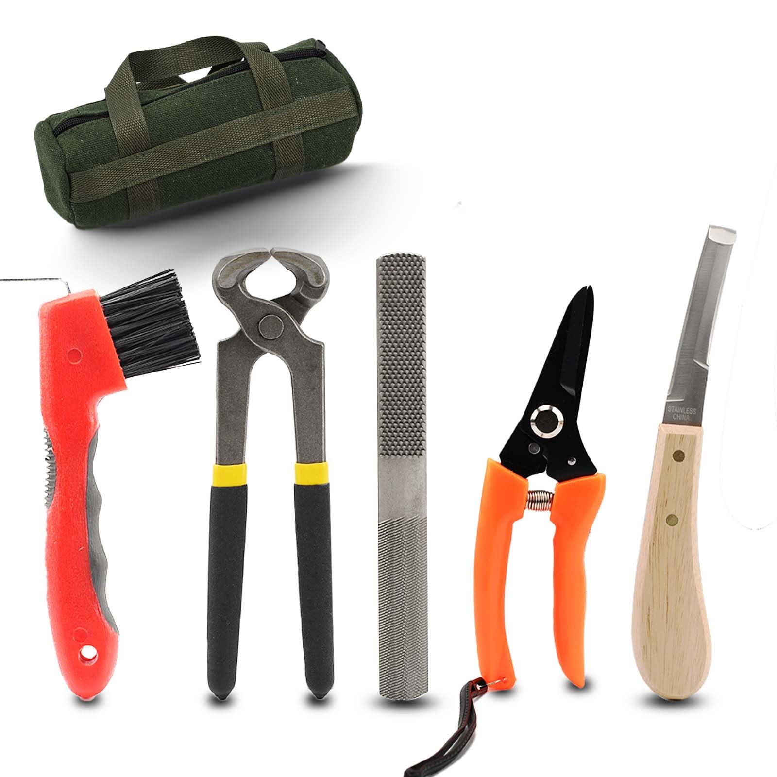 6Pcs Farrier Tool Kits,Professional Hoof Trimming Farrier Tools with Hoof Nipper Hoof Rasp Hoof Knife Hoof Trimmer Shears Hoof Brush for Mini Horses Cattle Goat Donkey Pig