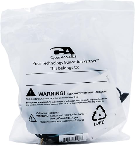 Miniatura 8 de Cyber Acoustics Auriculares estéreo de 0.138 in (AC-5002) con micrófono de cancelación de ruido para PC, tabletas y teléfonos celulares en el aula o