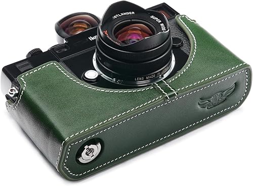 Miniatura 3 de Hecho a mano de cuero auténtico medio cámara caso bolsa cubierta para ZEISS IKON ZM SW color verde