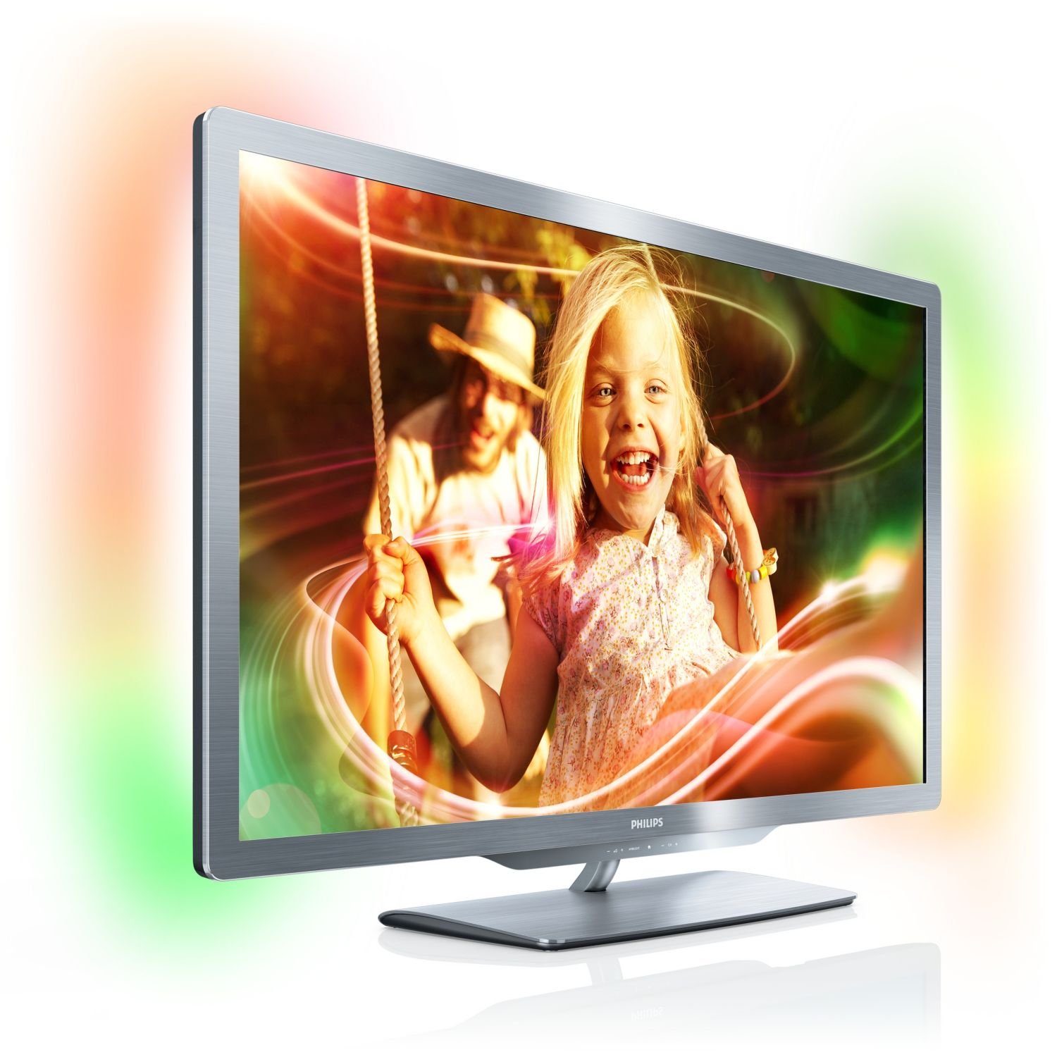 Philips 42PFL7606K/02 TV LCD 42" (107 cm) avec rétro-éclairage LED Technologie Ambilight 3D Full HD Technologie PMR 400 Hz Tuner TNT DVB-T/C/S Smart TV Gris argent (Import Allemagne)
