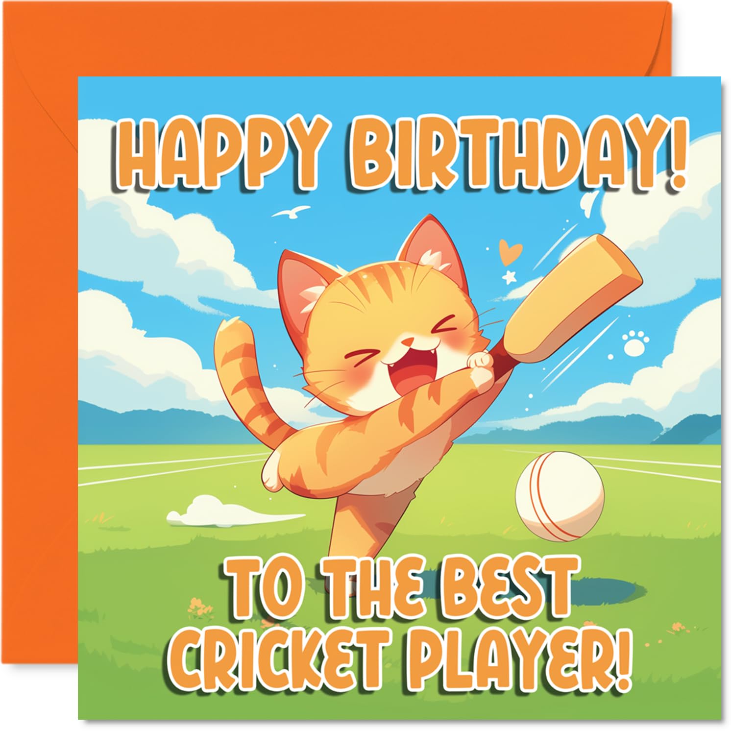 Cricket Birthday Card for Men Women - Sport Cats - Happy Birthday Card for Son Grandma Cousin Brother, 145mm Bday Greeting Cards
