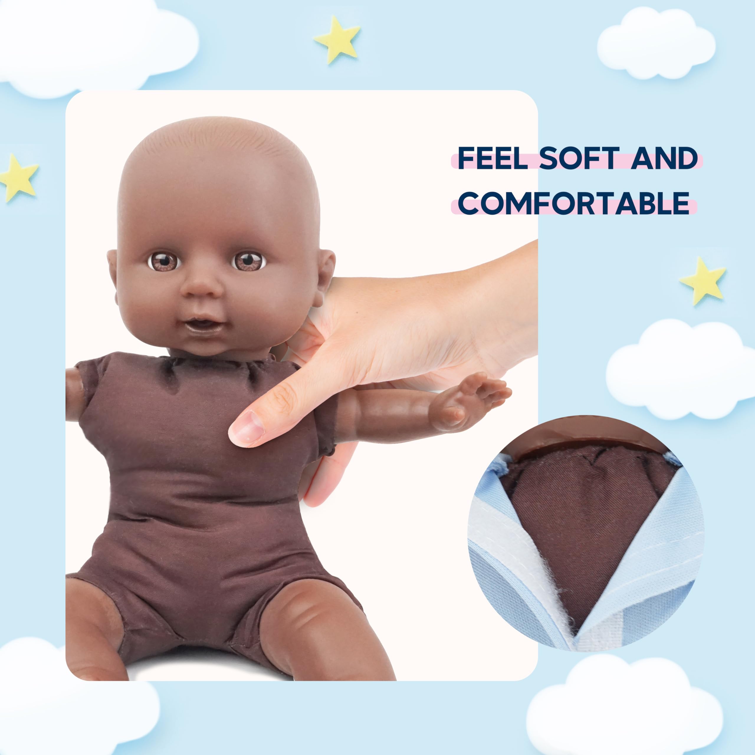 Toy Choi's 30,5 cm große Zwillingspuppen, blaues Outfit, weicher Körper, schwarz-weiße Puppe | Weiches Babypuppen-Set, 2 3 4 5 Jahre alte Jungen und Mädchen, Vorschulspielzeug, Geschenk für Kleinkinder und Kinder
