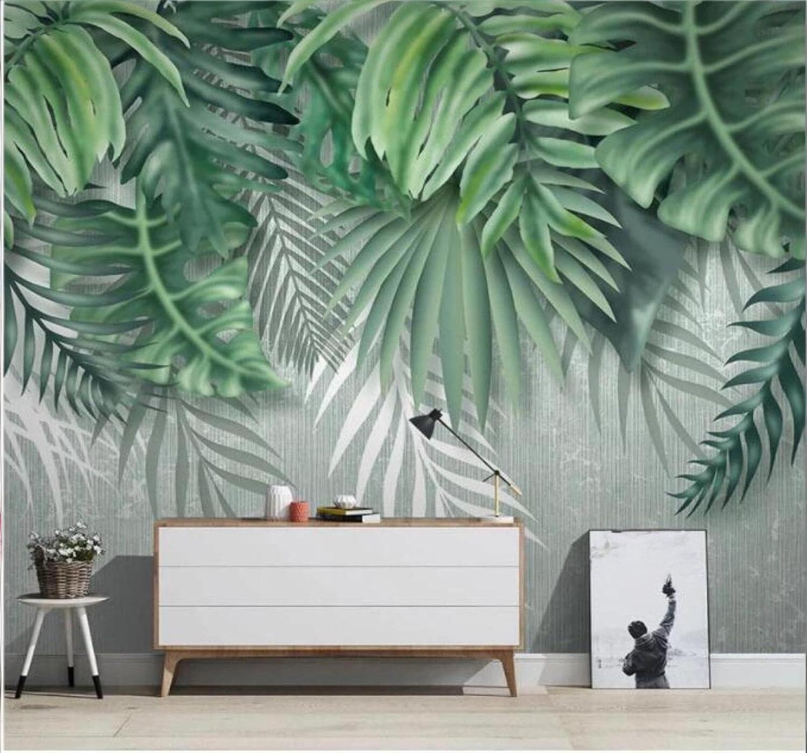 XLMING Fresh Minimalist Three Dimensional Plants Green Leaves 3D Wallpaper Luxury Home Dining Decor Paste Sofa Living Room The Wall for Bedroom Mural-350cm×256cm