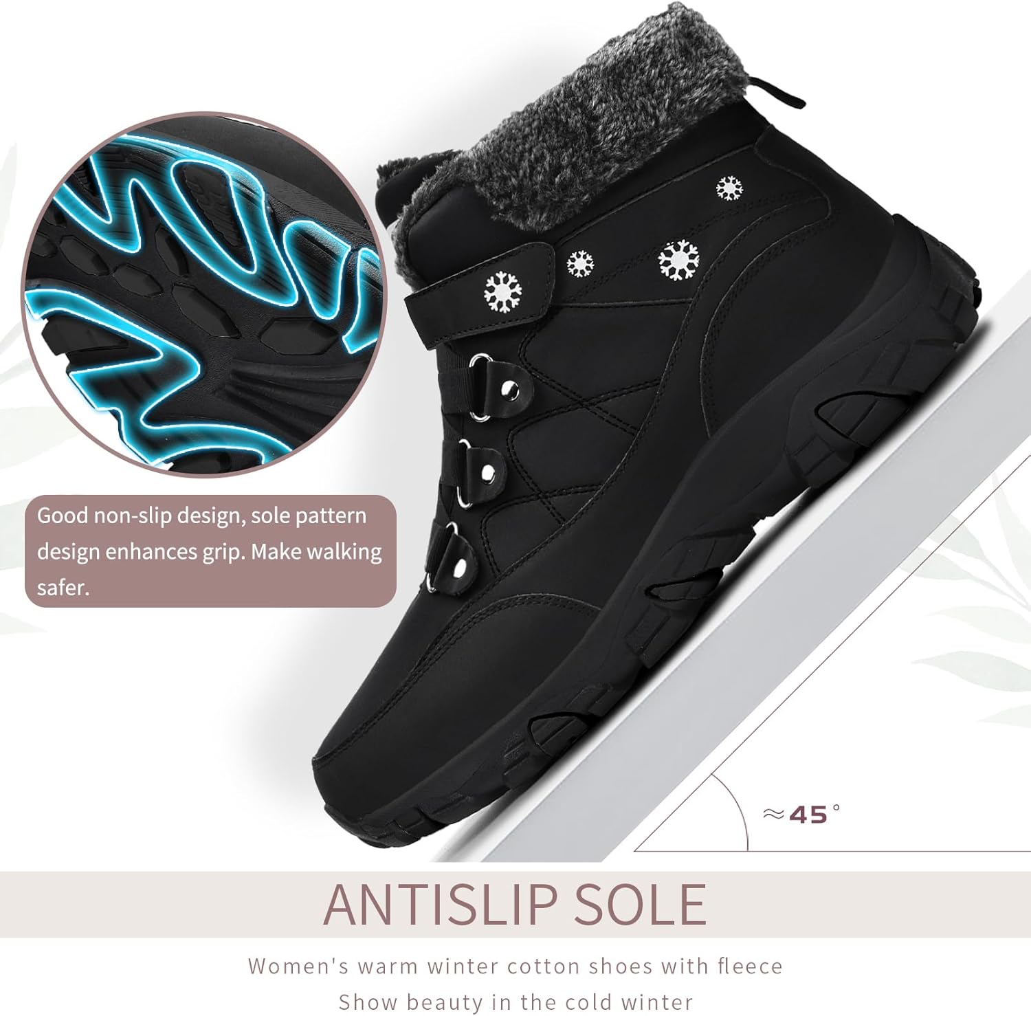 ASHION Womens Snow Boots Warm Fur Lined Winter Boots Comfortable Ankle Booties Outdoor Hiking Boots for Women - Image 5