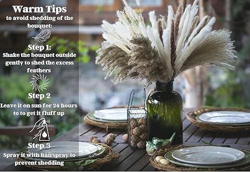 Miniatura 3 de 80 ramos de hierba de pampa natural, decoración bohemia para el hogar, decoración de flores de 17 pulgadas, flores secas, arreglos florales de