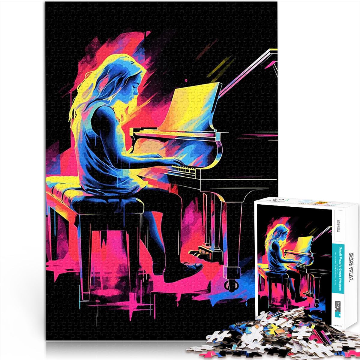 Girl Grand Piano SoloJigsaw Puzzles for Adults 1000 Pieces Learning Educational Toy is ideal as a gift for the whole family 52x38cm