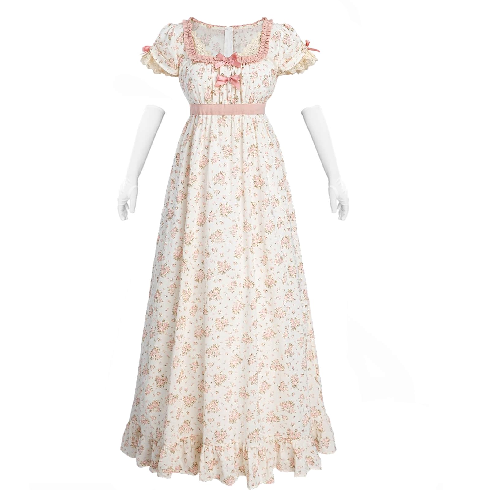 Fiamll Regency Women's Floral Dress Empire Waist Regency Tea Party Dress