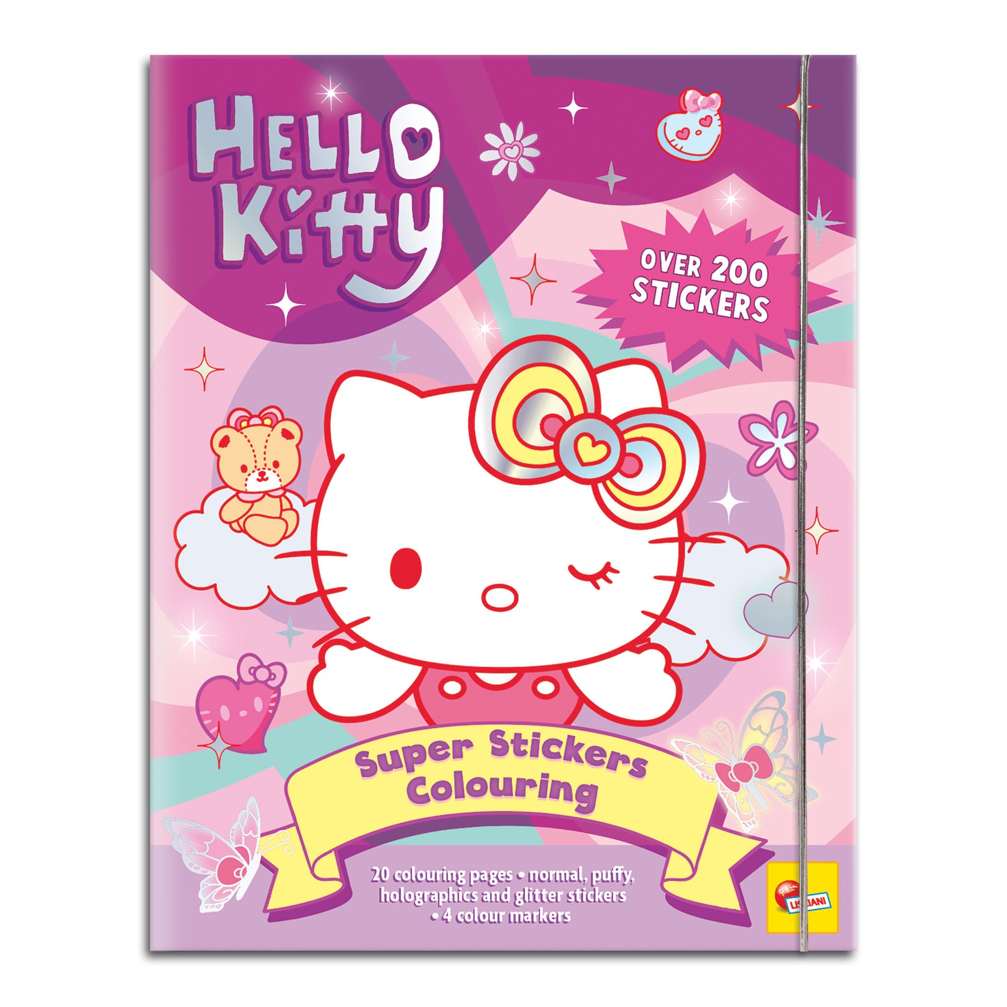 Lisciani, HELLO KITTY AND FRIENDS, Sticker And Coloring Book For Kids Ages 5+, Creative Set including 20 Pages, 200 Puffy
