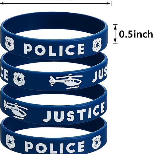 Miniatura 2 de SATINIOR Pulseras de goma de silicona para fiestas de policía para fiestas de cumpleaños temáticas de policía, decoraciones de fiesta de graduación