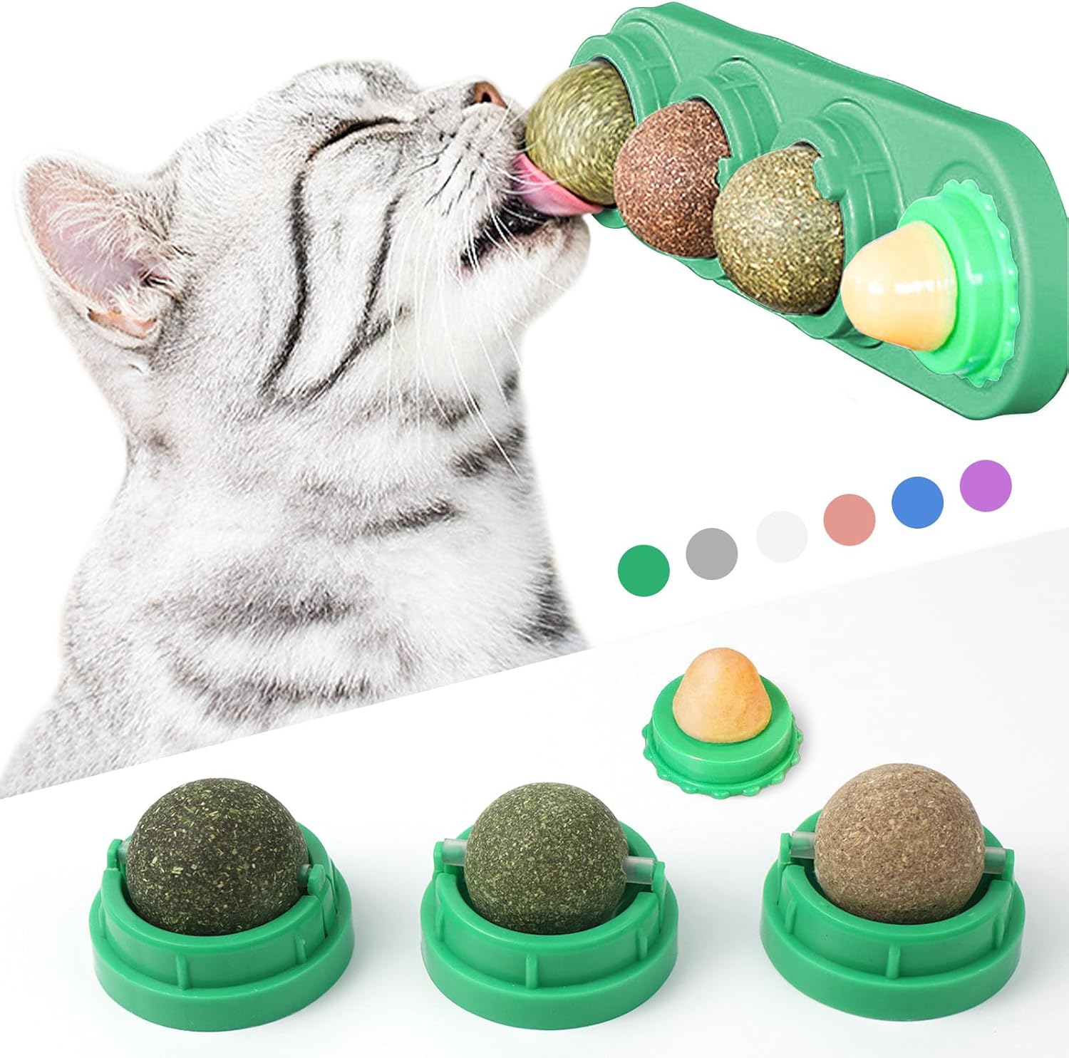 COSOWO Catnip Wall Ball 4 Pcs for Cats, Cat Licking Balls