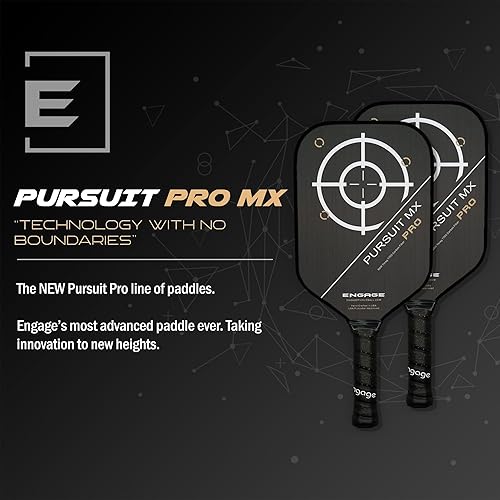 Miniatura 3 de Engage Pursuit Pro MX 6.0 Paleta de pickleball - Forma alargada, cara de fibra de carbono Toray T700 sin procesar, núcleo de control Pro "negro" de