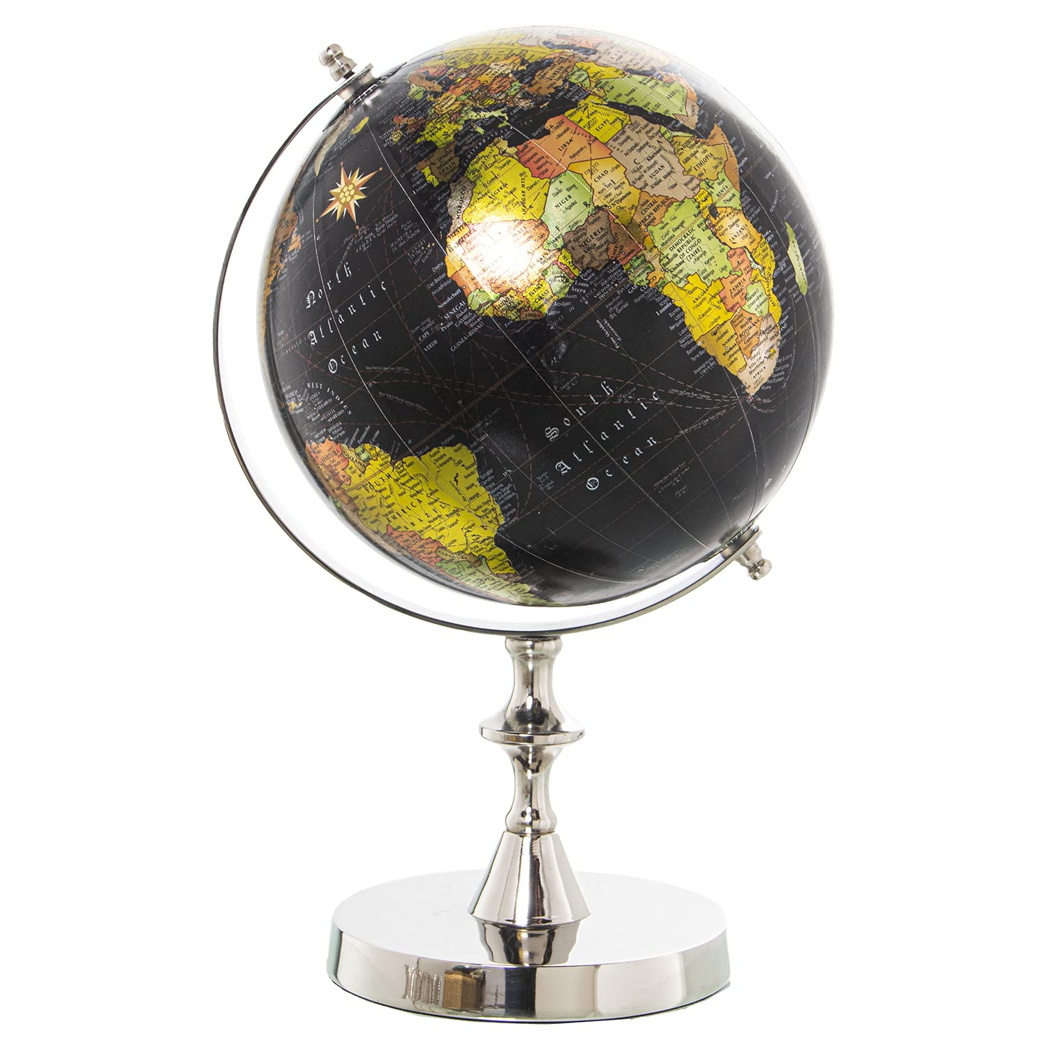 DRW Palloncino in alluminio in nichel e multipli, 21 x 20 x 35 cm, palloncino 20 cm, base 14,5 cm