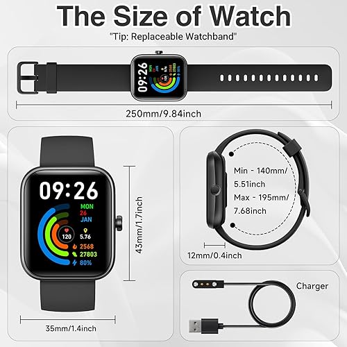 Miniatura 9 de Reloj inteligente para mujeres y hombres con llamada Bluetooth, reloj inteligente integrado con Alexa, reloj de fitness con dial de 1.83 pulgadas