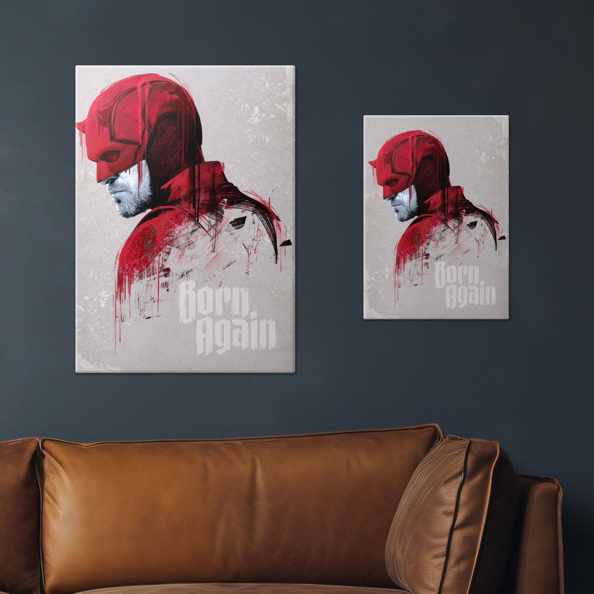 Displate Metall poster Marvel Sketch Daredevil Profile Größe M | Bild Plakate für Schlafzimmer Dekor, Geschenke. Magnetische Befestigung Wandposter, Wanddeko. Metall Wandkunst.