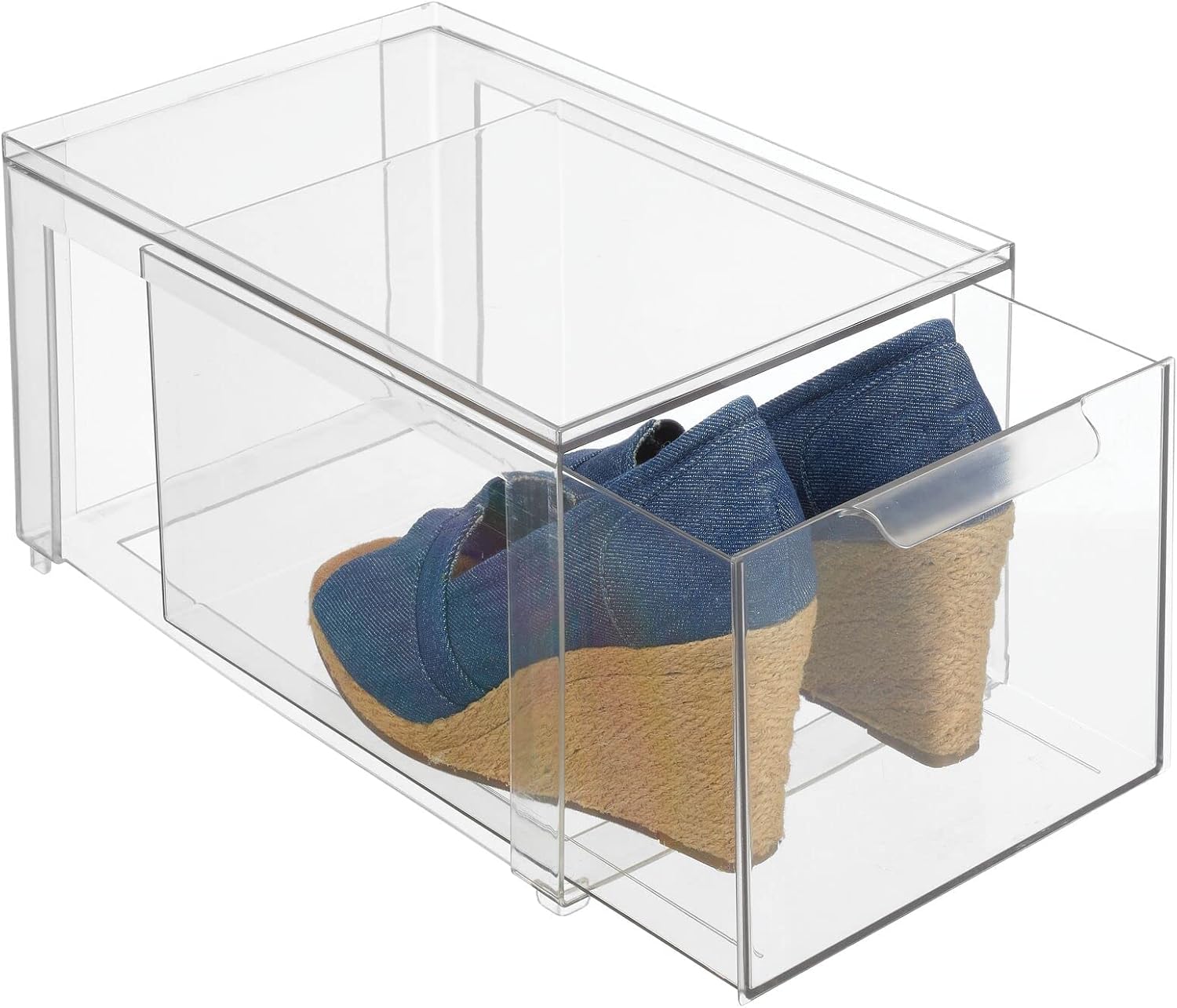 mDesign Shoe Storage Box with Drawer Sturdy Plastic Storage Box for