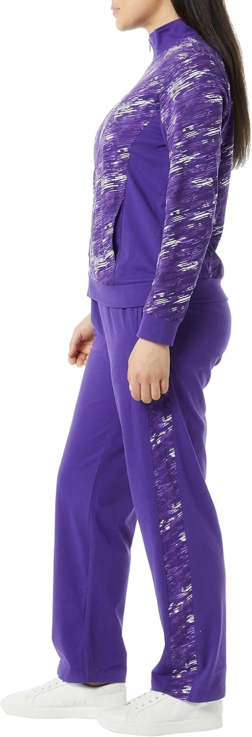 AmeriMark Womens Activewear Pant Set Zipper Jacket Pockets and Pull On Pants at  Women’s Clothing store