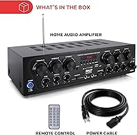 Vista 6 de Pyle Wireless Bluetooth Home Audio Amplifier System-Upgraded 6 Channel 750 Watt Sound Power Stereo Receiver w/USB, Micro SD, Headphone,2 Microphone