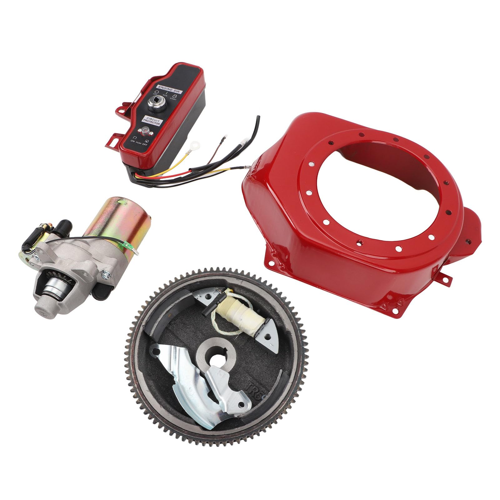 CHICIRIS Kit de Arranque Eléctrico Kit de Motor de Arranque de Metal ABS con Caja de Interruptor de Encendido Cubierta del Volante Bobina de Carga Fácil Instalación para Motores GX160 GX200