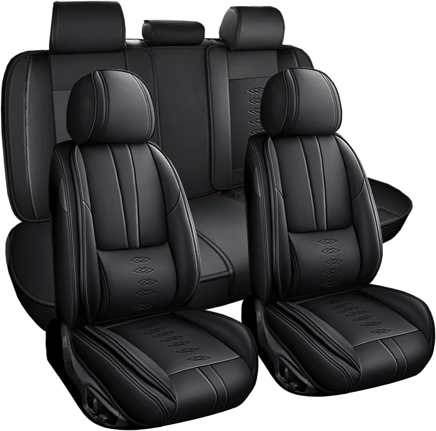 Full Set Car Seat Covers for Chevy Spark 2013-2022 Leather Seat Covers Waterproof Front Seats&Rear Car Seat Protectors Breathable Seat Cover Black