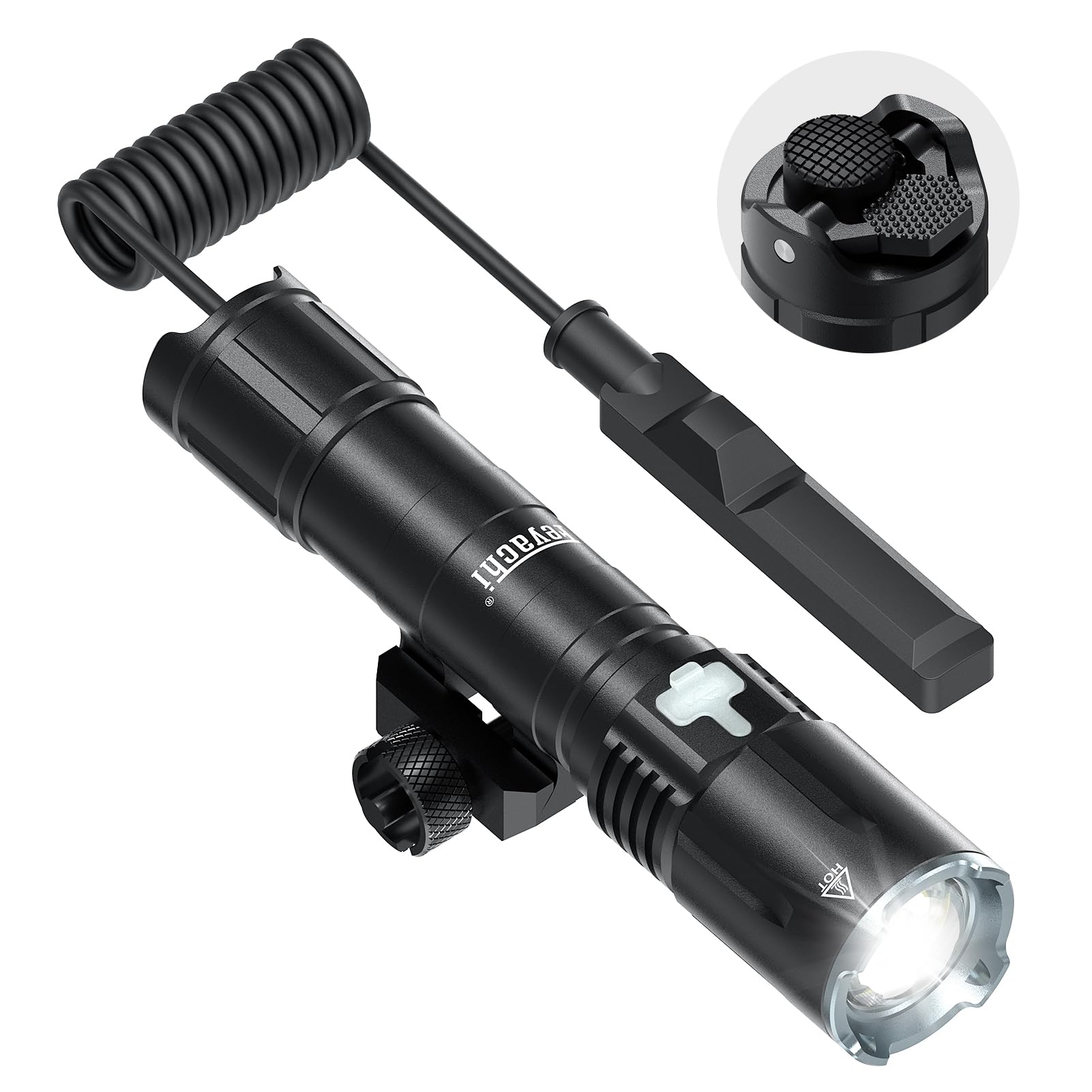 Feyachi Black-27 Rechargeable Flashlight 2000 Lumen, Usb-C Tactical Light With Adjustable Focus, 4 Modes (Ultra/High/Low/Strobe), Ipx7 Waterproof, Includes Pressure Switch & Picatinny Mount
