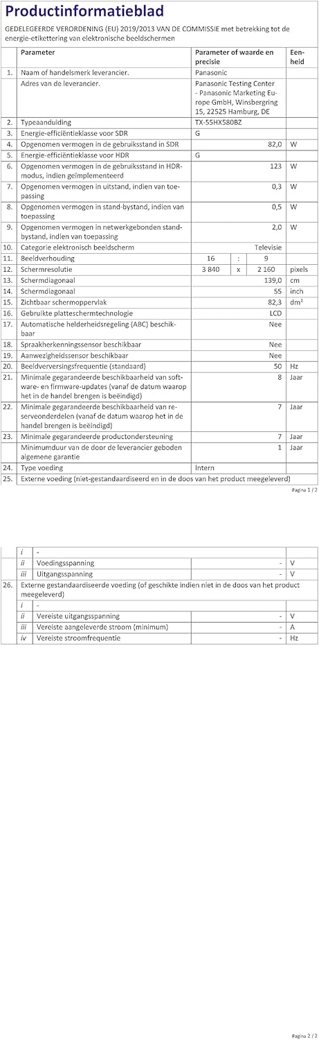 Panasonic 2020 43 inch HX580BZ 4K LED HDR Smart TV Dolby Vision/Atmos 43 Inches