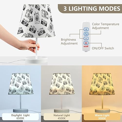 Miniatura 4 de ALAZA Lámpara de mesa de noche retro con puerto USB 3 temperaturas de color LED lámpara de escritorio para dormitorio oficina S