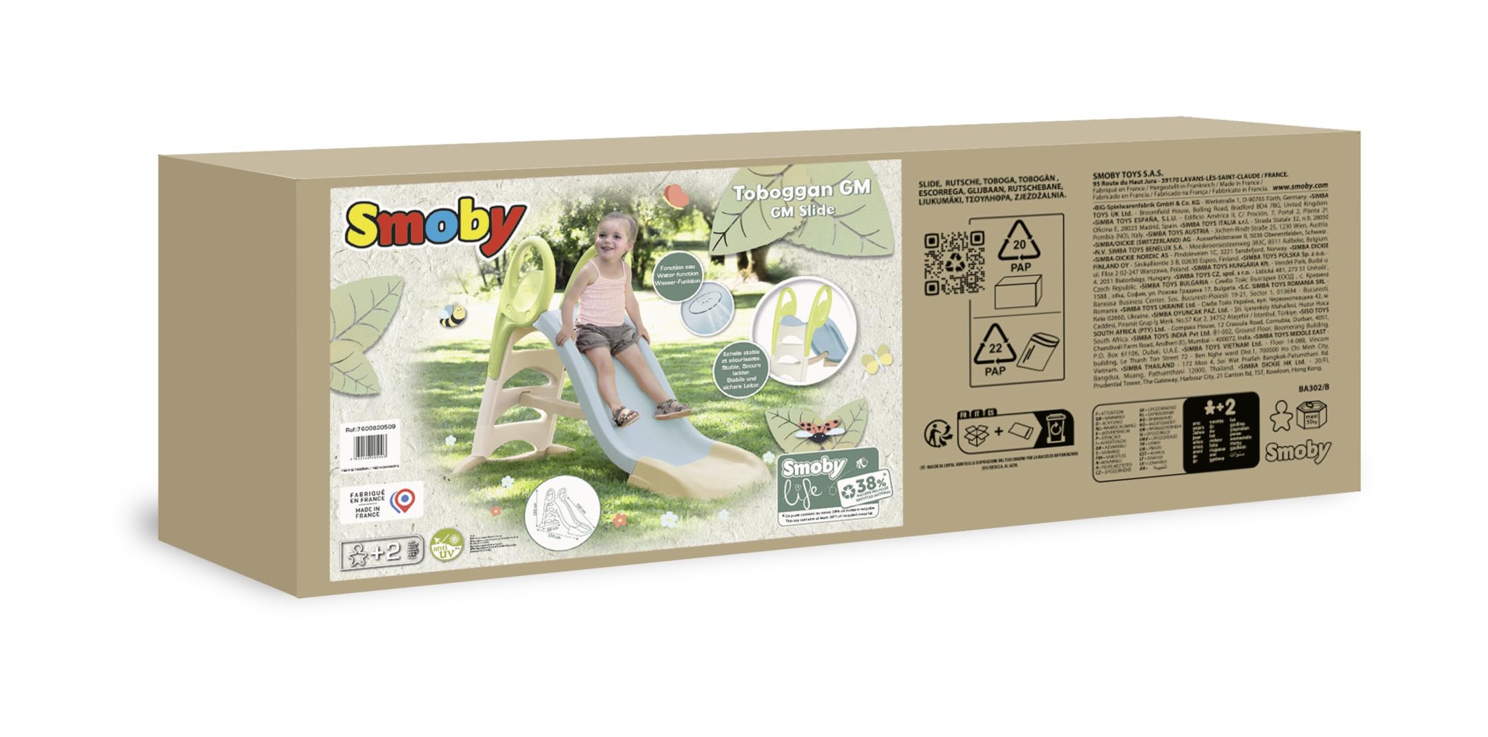 Smoby Life Rutsche 1,50 Meter mit Wasseranschluss Recycling-Anteil für Kinder ab 2 Jahren