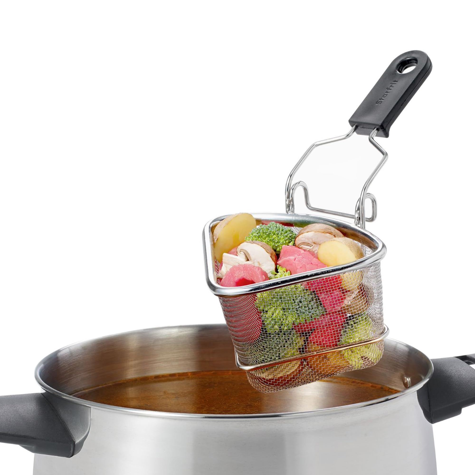 Starfrit Fondue Large Cooking Basket - Stainless Steel - 2 Draining Positions