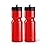 50 Strong Sports Water Bottles 2-Pack - Reusable 22 oz BPA-Free Plastic Bottles with Pull Top Cap - Made in USA - Top Rack Dishwasher Safe - Fits Most Bike Cages Brand - Red