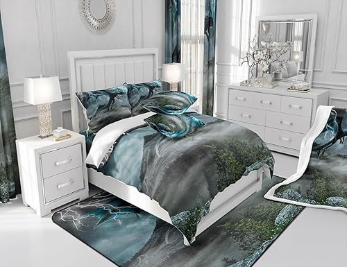 Miniatura 5 de Manfei Manta de forro polar con temática de animales en 3D, manta de cama con estampado de rayo blanco para niños, adolescentes, decoración de