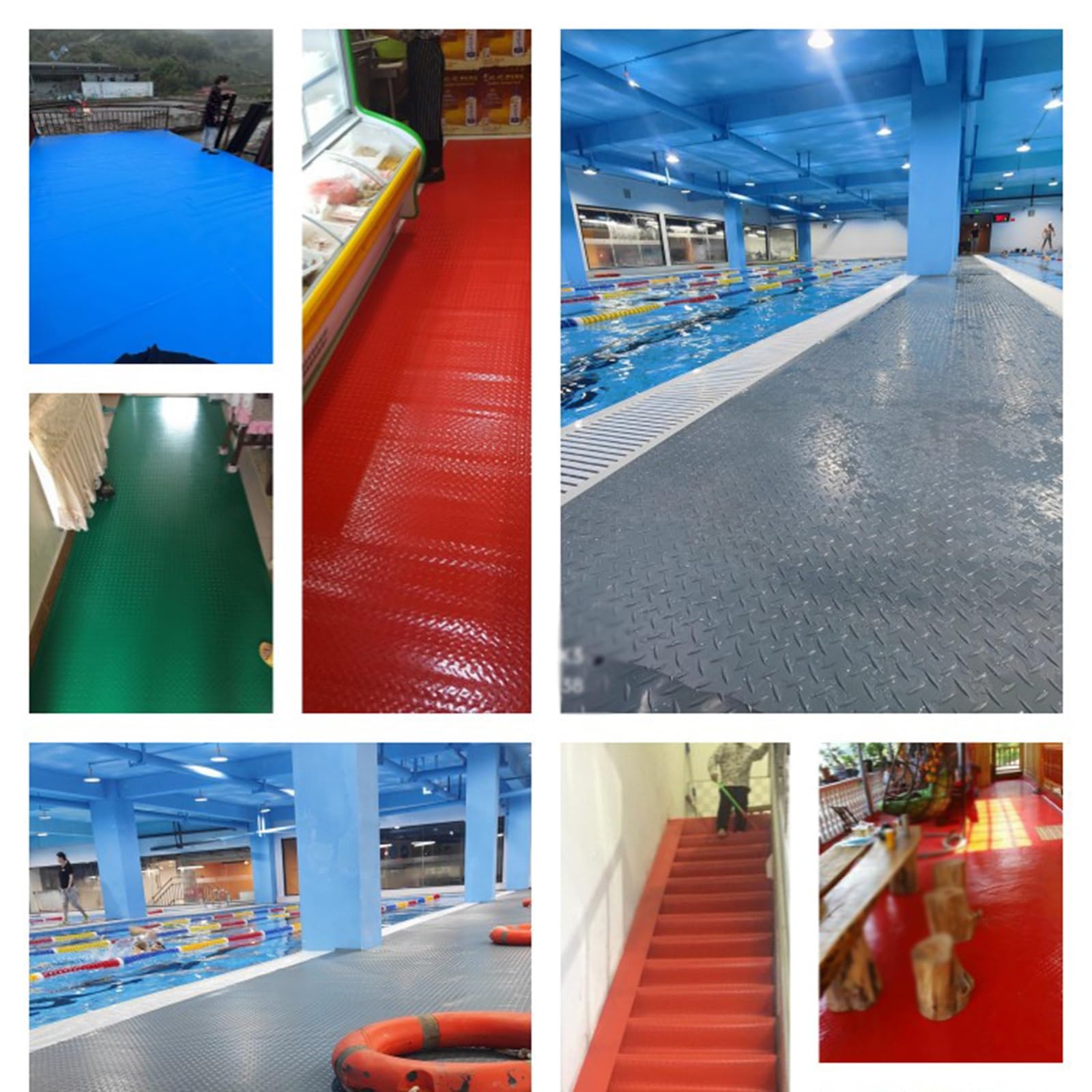 Rouleau de Sol Tapis Garage en PVC-Tapis commerciaux 1.5x5m-tapis stationnement antidérapant imperméable, Plaque Diamant Relief, Commercial(Red,1x3m/3.2x9.8ft)