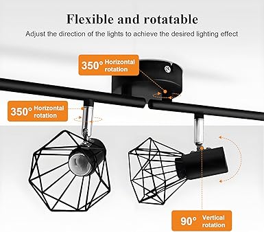 Sweier Plafondlamp, spot, keuken, E14, draaibaar, kooi, vintage, moderne plafondkroonluchter (zonder lamp), industriële spotlight voor keuken, hal, woonkamer, slaapkamer photo 2