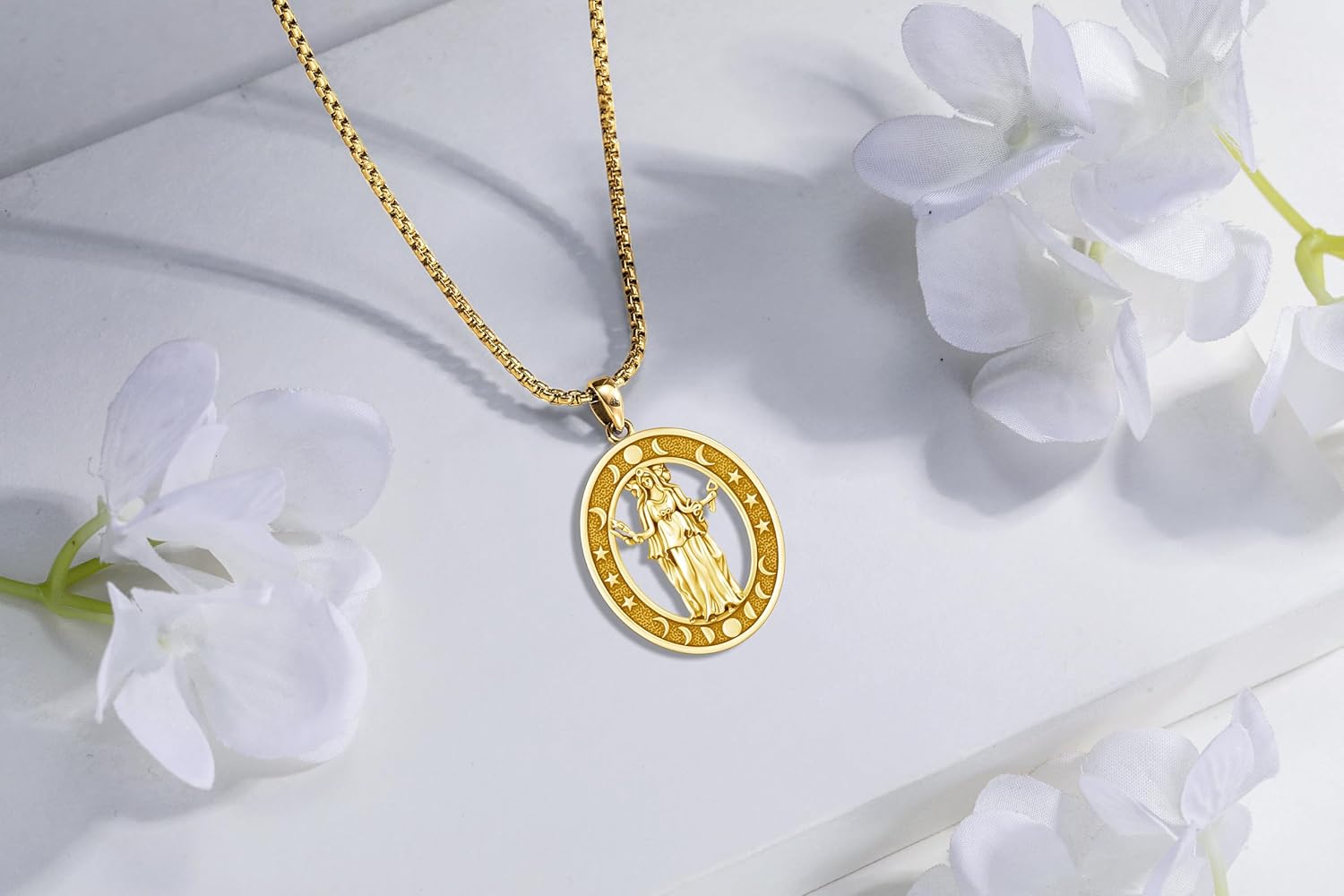 Hecate Wiccan Triple Moon Goddess Necklace Tetragrammaton Nudo De Bruja Plata 925 Original Sterling Silver Cat Moon Pendant Hekate Witch Necklace Amulet Witchy Jewelry Gifts for Women Men - Image 3