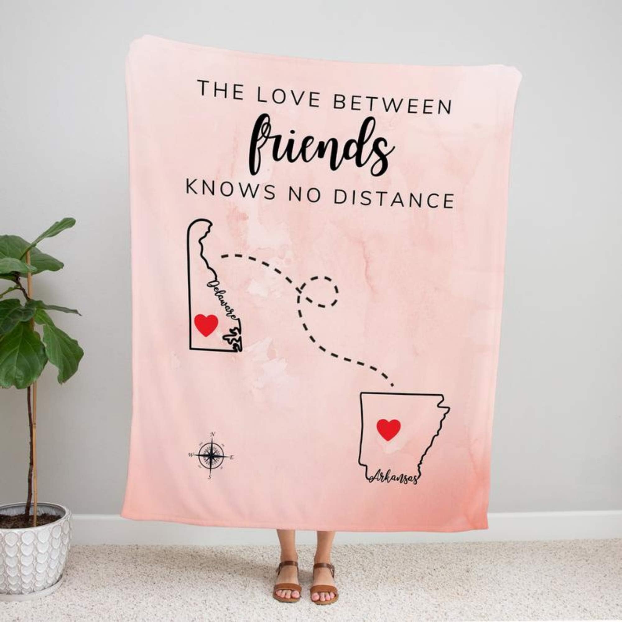 Couverture d'amitié longue distance personnalisée pour femme - Cadeau personnalisé pour meilleures amies, sœur, petite amie, cadeau unique pour adolescentes (127 x 152 cm)